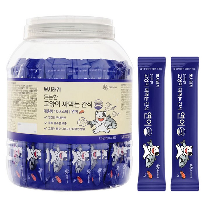 뽀시래기 고양이 든든한 짜먹는 간식 대용량, 연어, 12g, 100개