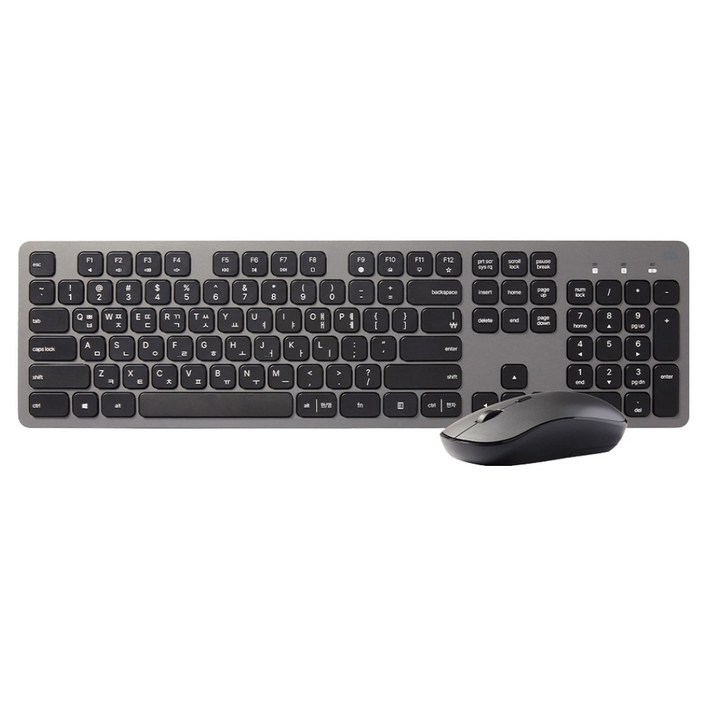 오아 무선 콤보 일반형 무소음 키보드 + 마우스 세트, 메탈그레이, OKBD-001BK, 제조사축