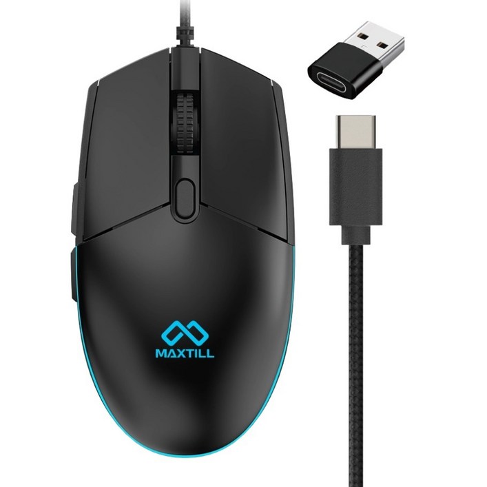 맥스틸 C타입 USB 무소음 유선 마우스 GMMCU20