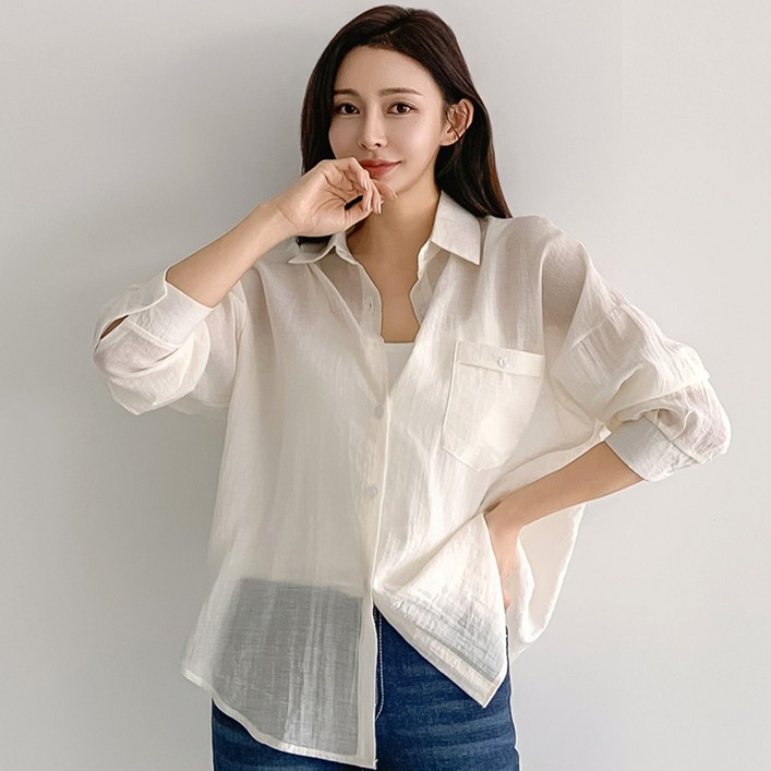부루앤쥬디 여성용 포켓 단추 셔츠 BORHSHE07C