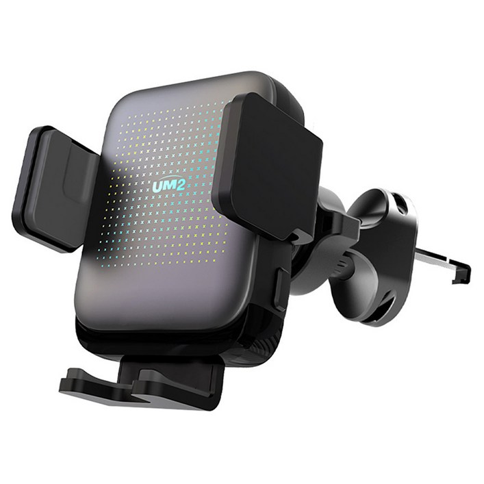 유엠투 차량용 Z플립 고속 무선충전 RGB LED 핸드폰 거치대 15W, 블랙, UMWHCAR1LED