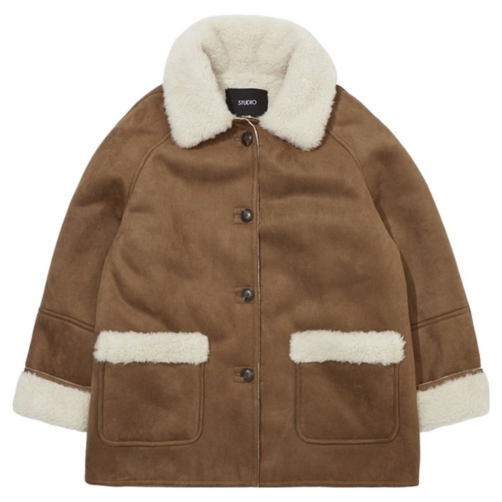 랩 여성용 페이크 스웨이드 무스탕코트 AR4MZA60