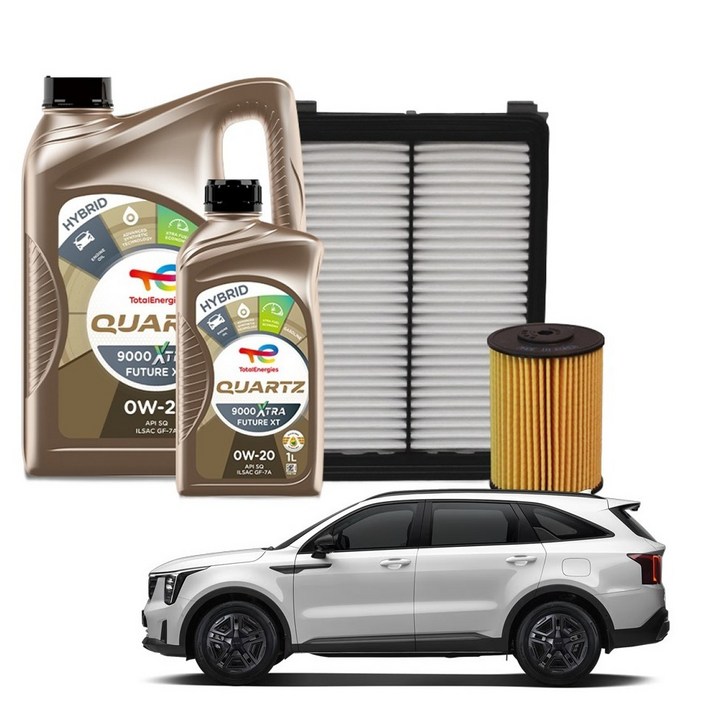 토탈쿼츠 9000 엑스트라 퓨처 XT 0W-20 엔진오일세트 기아 쏘렌토 4세대 MQ4 하이브리드2.0 출장교체