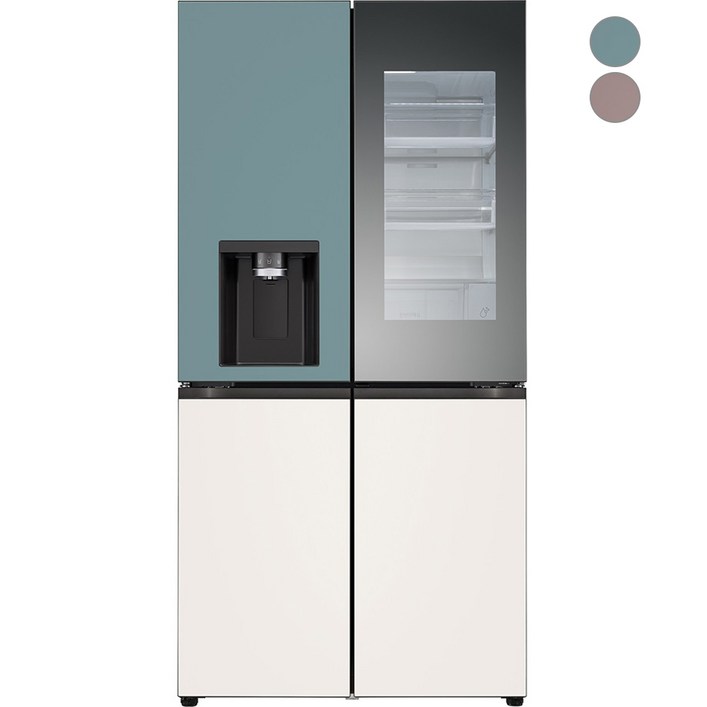색상선택형 LG전자 디오스 오브제컬렉션 얼음정수기냉장고 W824GKB472 글라스 방문설치