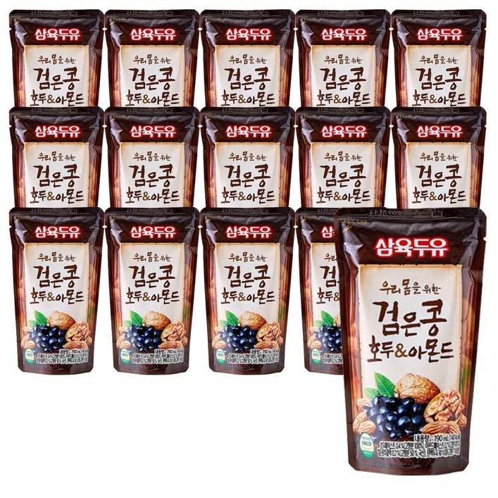 삼육두유 검은콩 호두 앤 아몬드 파우치, 190ml, 15개 삼육두유 검은콩 호두 앤 아몬드 파우치, 190ml, 15개