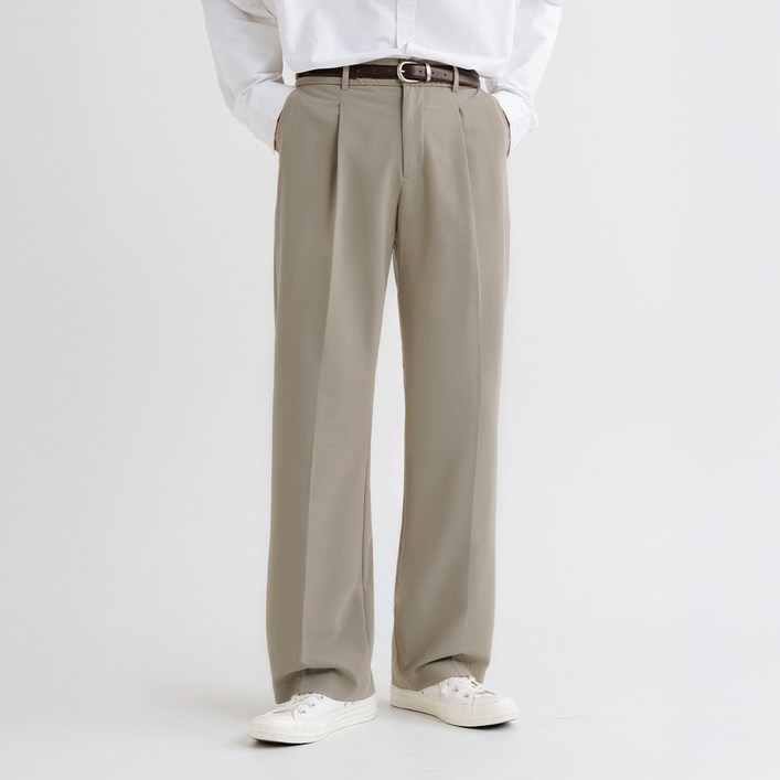 제타 남성용 원턱 세미 와이드 히든 밴딩 슬랙스