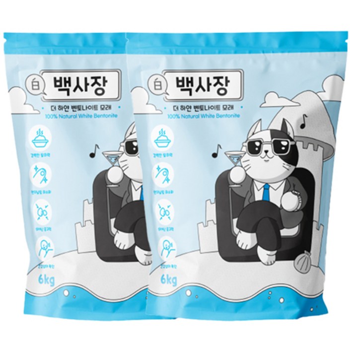 백사장 고양이 모래 무향 벤토나이트, 2개, 6kg