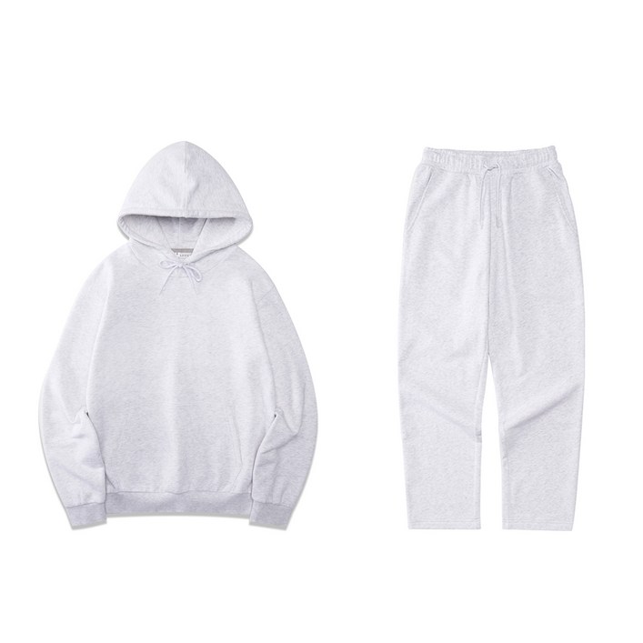 오버캐스트 루즈핏 무지 후드 스웻 티셔츠  트레이닝 스웻팬츠 세트