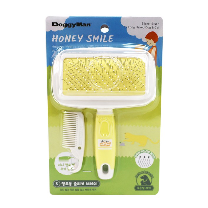 도기맨 장모용 슬리커 브러쉬 겸용 3단계 S NHS-60, 혼합색상, 1개