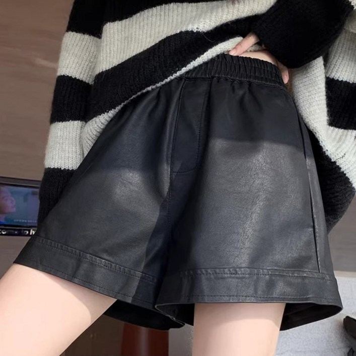 어썸풀 여성용 발릭 밴딩 레더 숏 팬츠 A25FP072206