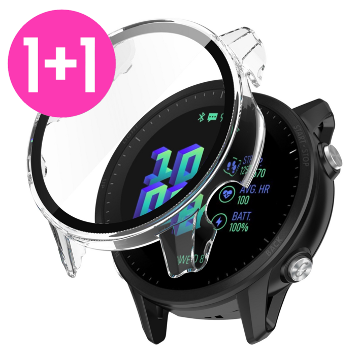 아야 1+1 어메이즈핏 GTS4/GTS4mini/GTR3 프라임 풀커버 강화유리 일체형 케이스, (1+1)블랙, 2개