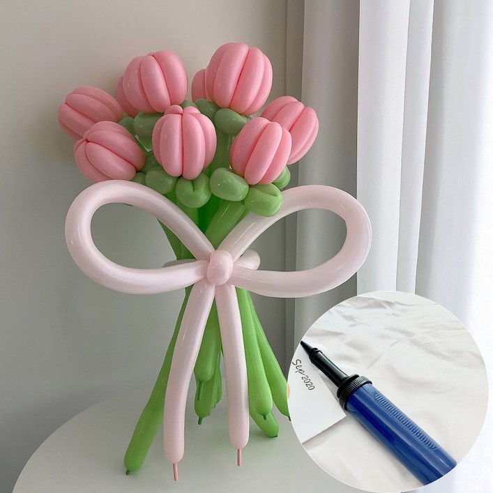 DIY 요술풍선 핑크 튤립 꽃다발 + 손펌프 by 파티아일랜드