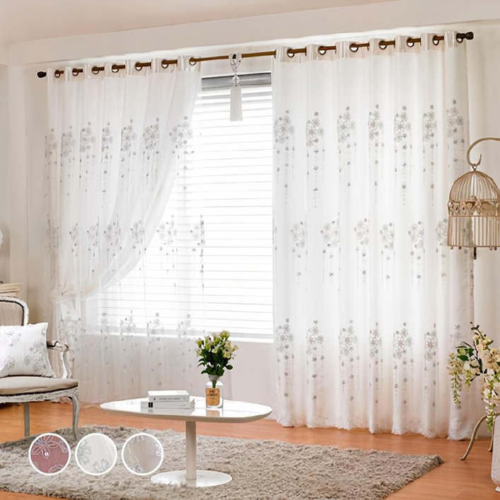 지나송 웨딩스타일 아일렛 이중암막커튼 + 커튼봉
