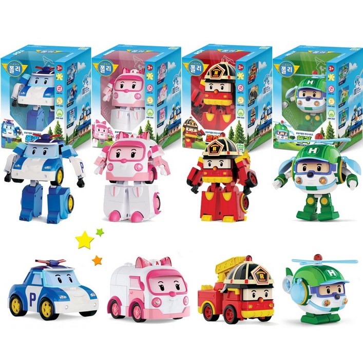 로보카폴리 슈퍼 디럭스 7인치 4종세트 폴리 엠버 로이 헬리