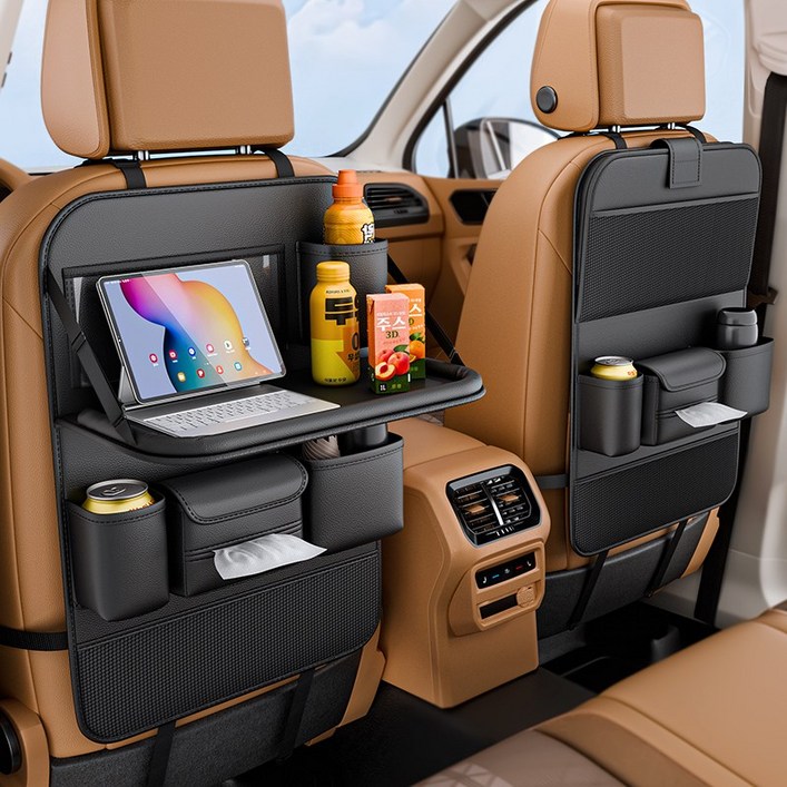 WonRay 자동차 시트 수납 포켓 대용량 트레이 테이블 차량용품