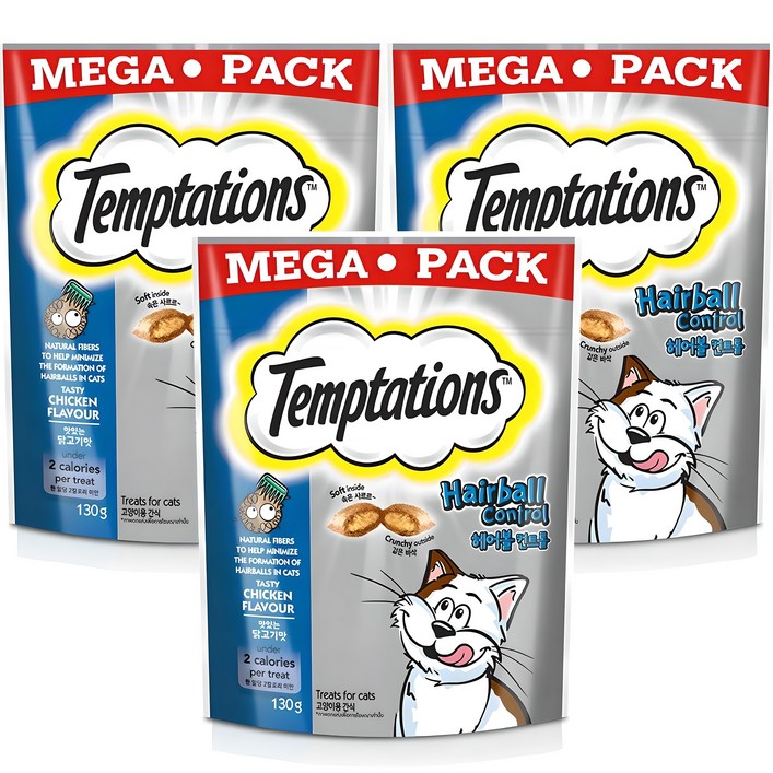템테이션 고양이 간식, 닭고기맛, 130g, 3개