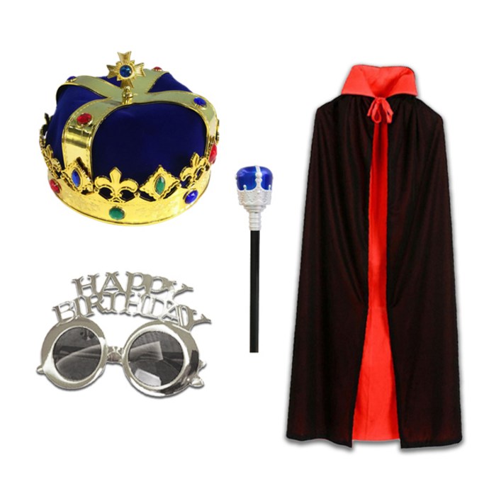 말랑마쥬 아빠 남친 핵인싸만들기 생일파티 남성 왕관 패키지세트, 1개, 왕이된그날kit블루