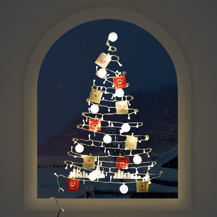 홈트너 크리스마스 장식 LED 트리 전구 행잉 겨울감성 리모컨 창문 붙이는 벽트리 풀세트, 애나(은하수)