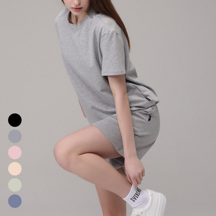 에버라스트 여성 맨투맨 반팔 셋업 운동복 세트