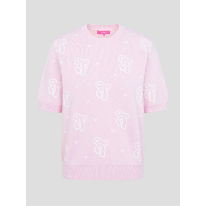 빈폴 레이디스 BEANPOLE LADIES B. my 리본 패턴 반소매 니트 핑크 BF5251N02X 406377