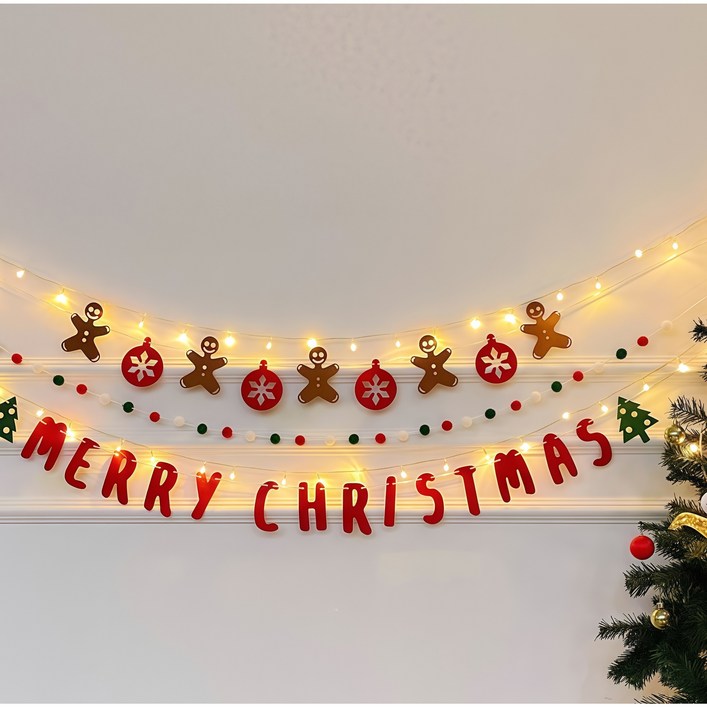 ROOICE 크리스마스장식 가랜드 줄전구3m 포함 파티소품SDDFD3, TYPE1