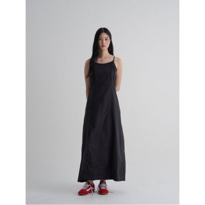 에잇세컨즈 코튼 리본 롱 원피스 블랙 325771LY15
