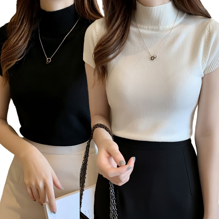 라온투유 반팔 폴라 니트티 2종 SET