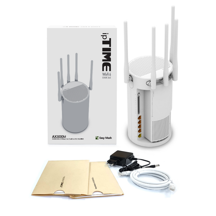 ipTIME AX3000M 듀얼코어 WIFI6 메쉬 네트워크 서버 유무선 공유기 유선 기가 4포트 USB