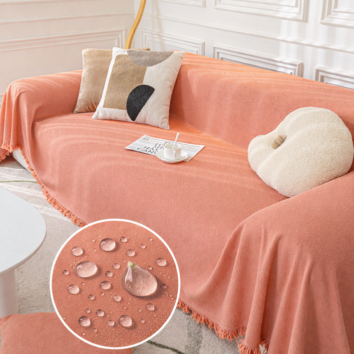 하우스베라 코지프린지 방수 소파커버 사계절 쇼파커버 소파덮개 1~4인용 프리미엄 패브릭, 1개, 코랄피치