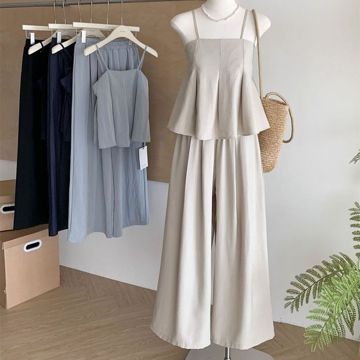 여성투피스 / 여성세트 / 나시 +  바지 / 민소매 블라우스 반팔티 / 와이드팬츠  / CHS4536 50