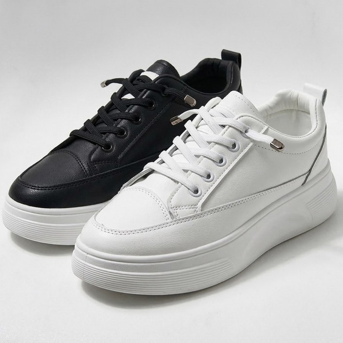 마이슈 발이편한 여성 키높이 스니커즈 운동화 생황방수 가죽 여자 워킹화