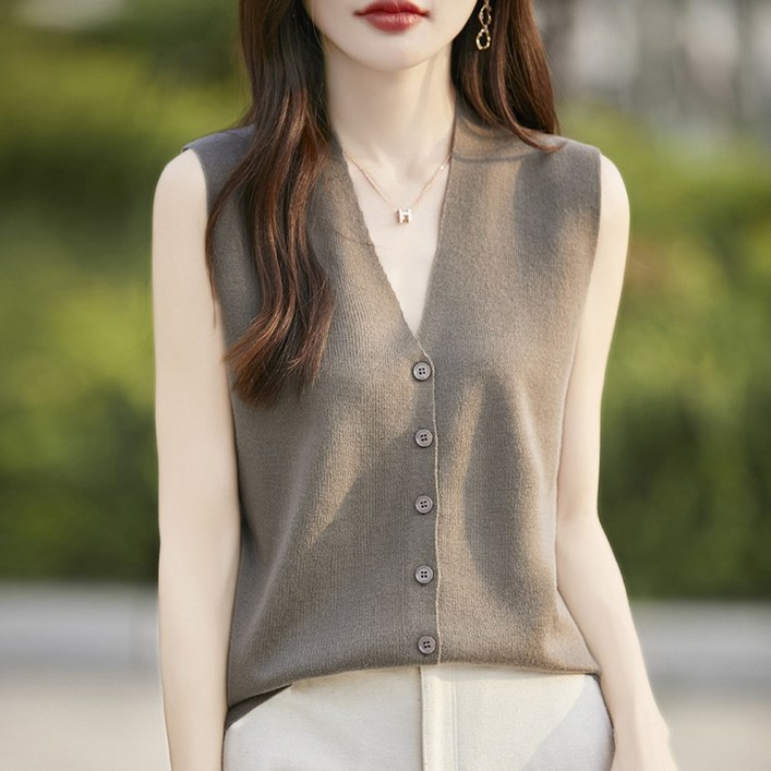 현혜가 여성 브이넥 서양풍 니트 베스트 데일리 베이직 카디건 현혜가 여성 브이넥 서양풍 니트 베스트 데일리 베이직 카디건
