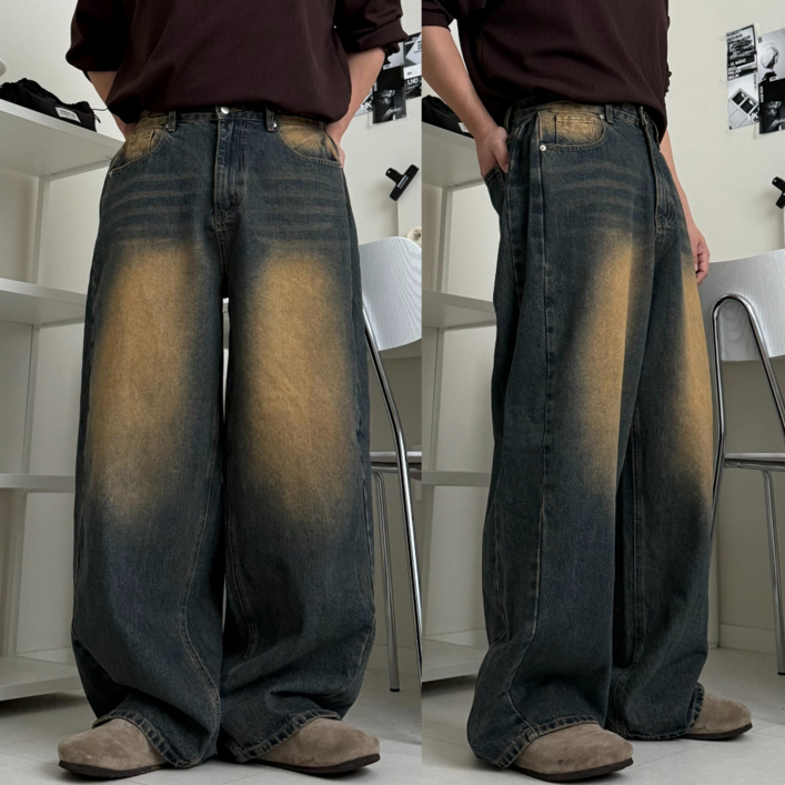 르위 빈티지 워싱 와이드 데님 팬츠 SXL