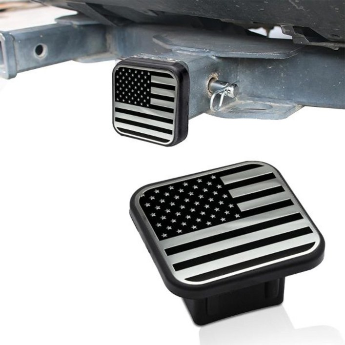 미국 국기 트레일러 히치 커버 튜브 플러그 인서트 2인치x2인치 방진 TPU 사각 입구 견인 범용 차량 외부 액세서리 2인치 수신기용