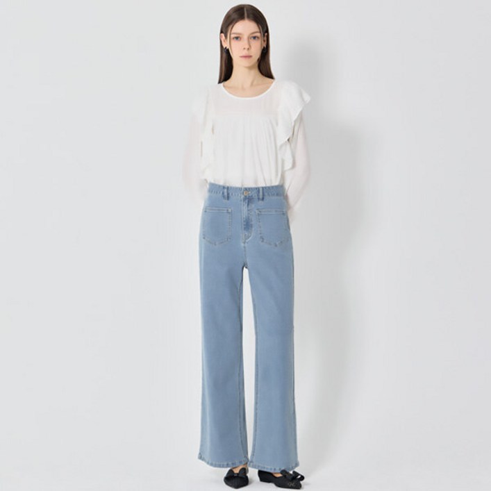 쉬즈미스 쉬즈미스(SHESMISS)  패치 포켓 와이드 데님팬츠 (택가격: 178000원)