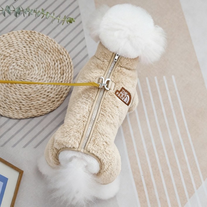 Jeernare 따뜻한 극세사 강아지 겨울옷 집업형 강아지 패딩 산책패딩조끼  중형견 소형견 정전기 방지