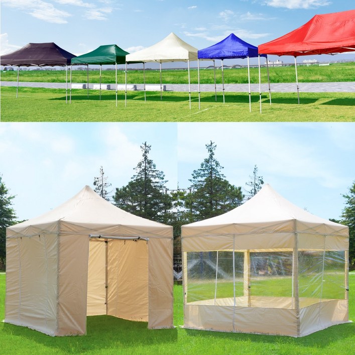 세모천막 접이식 캐노피 천막 행사용 이동식 테라스 바람막이 옥상 포차, 그린