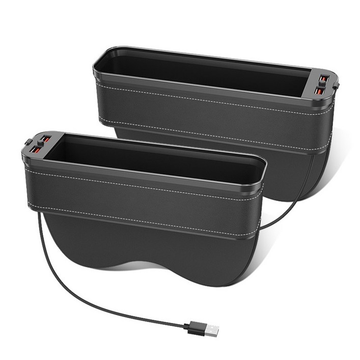 laderive차량용사이드포켓 2개 틈새 수납 차량용 멀티 USB 충전 차량용포켓, 블랙블랙주운전조수석, 1세트
