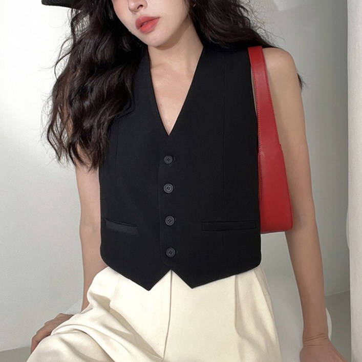 버튼 정장조끼 크롭 베스트 9623 버튼 정장조끼 크롭 베스트 9623