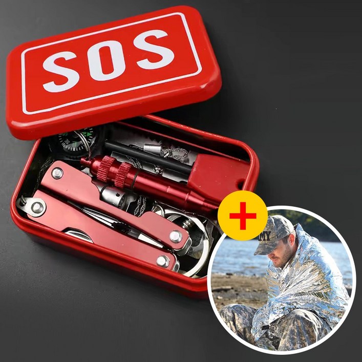 비상 조난 생존 키트 용품 재난 재해 상자 구급 은박 담요, 1개, 본상품