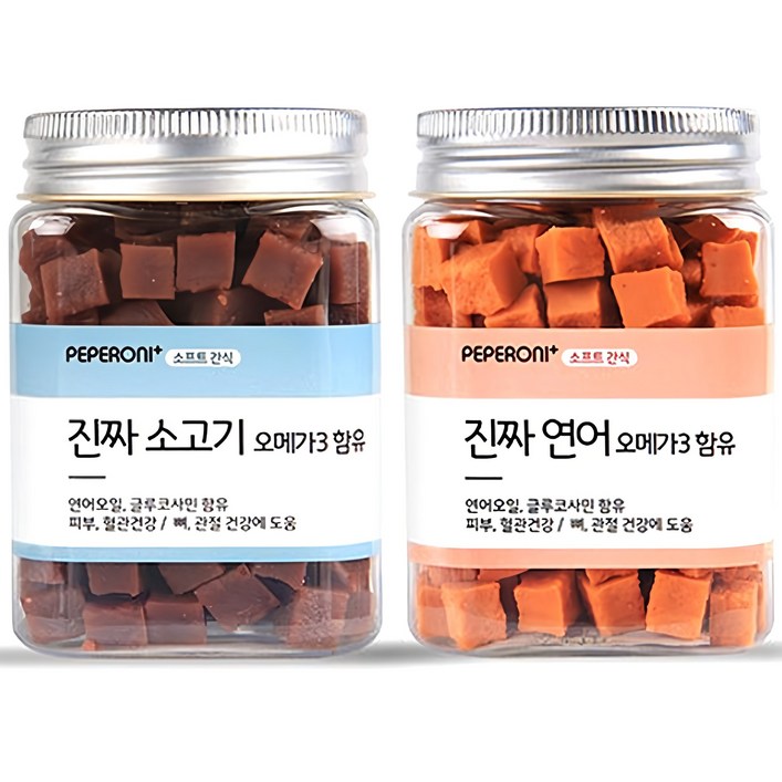 페페로니 강아지 오메가3 트릿, 소고기 연어, 180g, 1세트