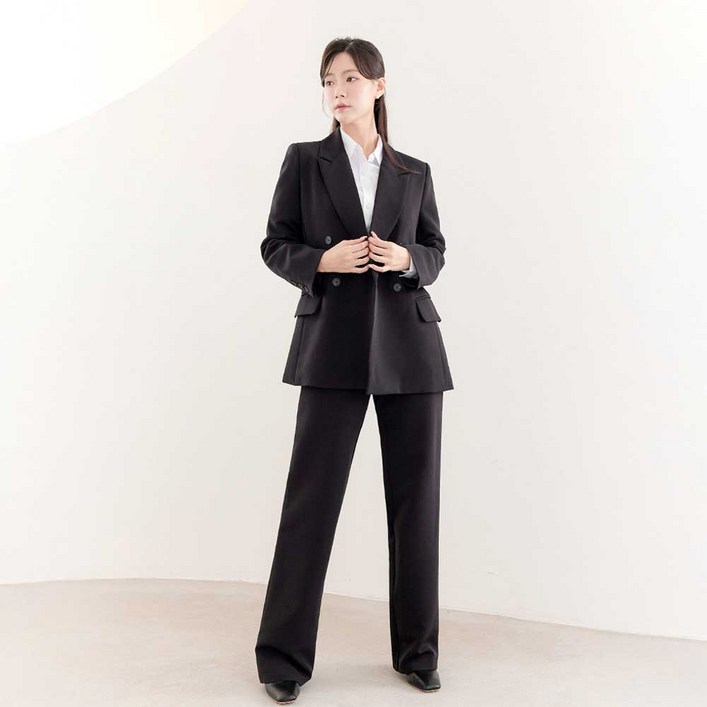 스판 정장 세트 셋업 수트 투피스 여자 빅사이즈 데일리 세미 델리아