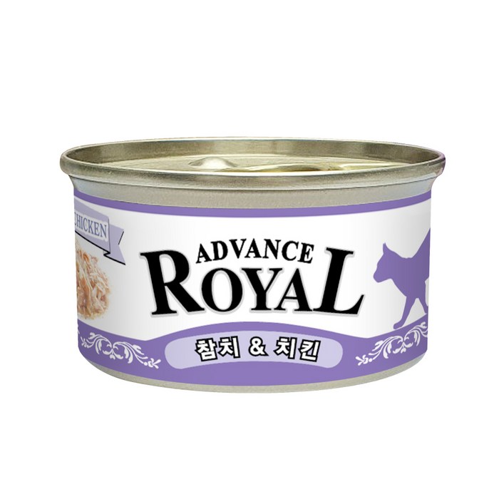 로얄 어드밴스 캔 (1box X 24개입) 고양이 캔 간식 통조림, 85g, 어드밴스로얄 참치&치킨, 24개
