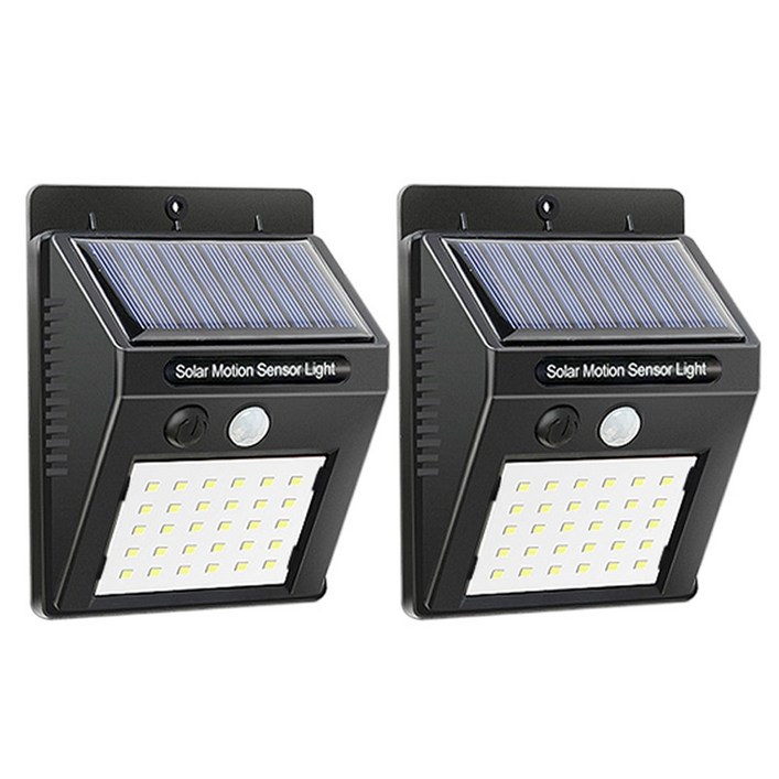투데이리빙 1+1 세트 30구 LED 벽등 태양열 벽부등 감지 센서등 방수 베란다 벽 조명 등 태양광 인테리어 외벽등 정원등 실외 전등 문주등 야외 아파트실외벽 벽전등
