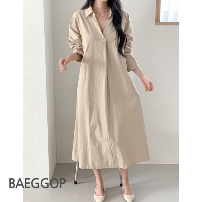 배꼽 D108-5 러켈스 빅사이즈 루즈핏 롱 원피스 44-120