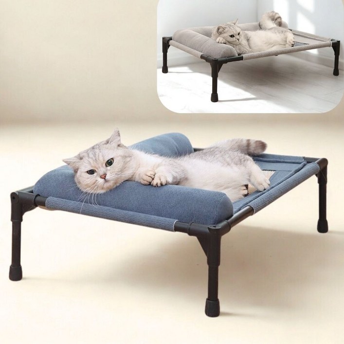 루아리브 반려동물 해먹 침대 캠프 침대 가정용 통기성 사계절, 1개, 루아블루