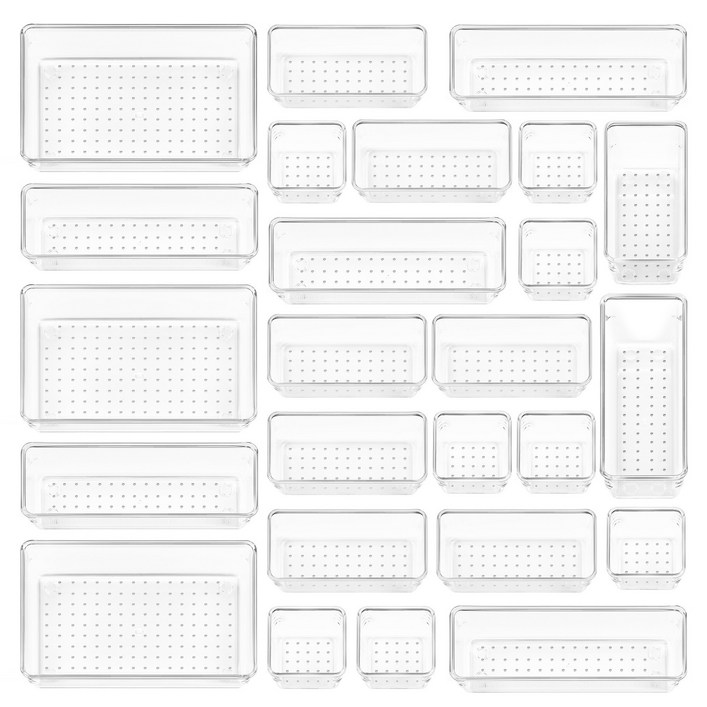 Vtopmart 조립식 다용도 서랍 정리 트레이 수납함 25p, 1세트, 투명