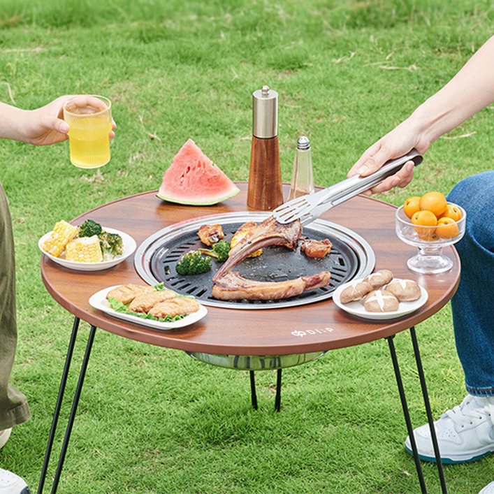 디프 원형 바베큐 그릴 캠핑 화로 테이블