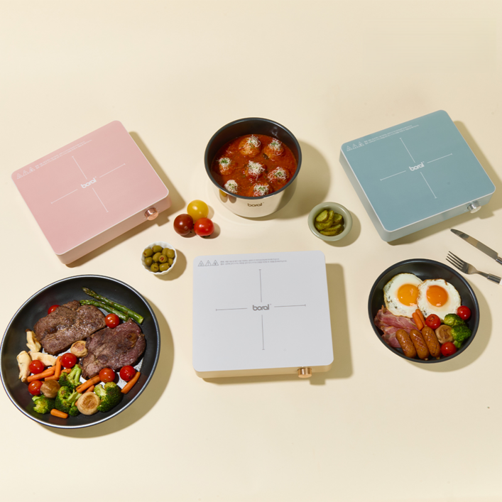 보랄 더 셰프 인덕션 BRC160J 감성 주방용 사각 전기렌지 3가지 색상 인테리어 감성 핑크, 아이보리, 블루