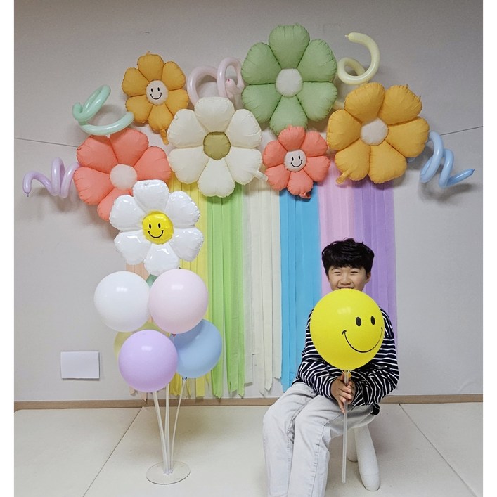꽃풍선 파티스트리머 생일파티 어린이집 학교 입학식 풍선 포토존 장식 세트